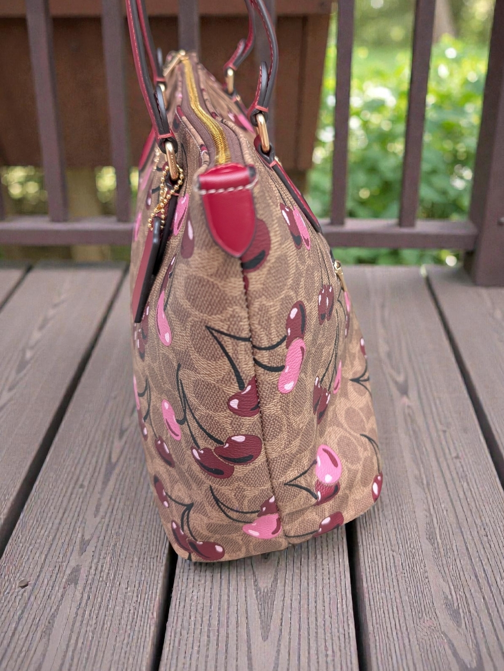 Coach Gallery Tote in Signature Canvas with Cherry Print (NWT) - Picture 5 of 9